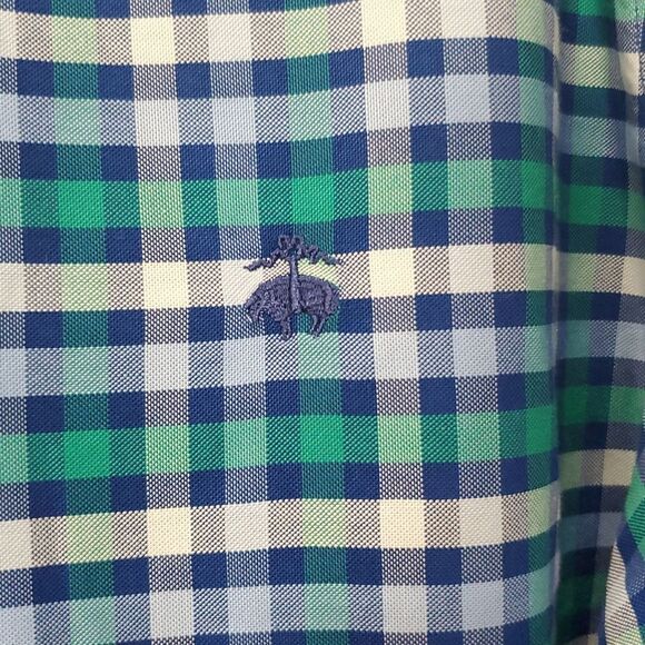 Brooks Brothers Regent 100% Cotton blue/green plaid button down shirt size large - Picture 3 of 6